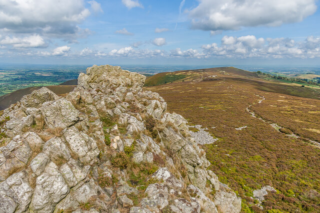 The quartzite tor of the Devil's Chair on the Stiperstones ridge, Shropshire
