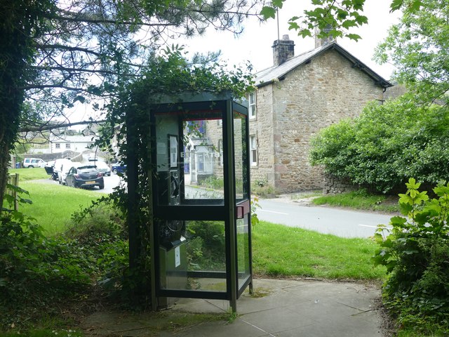 The BT phone box at Dunsop Bridge marking the centre of Great Britain
