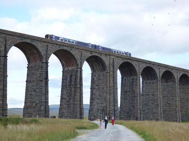 A passenger train crossing Ribblehead Viaduct on the Settle–Carlisle line