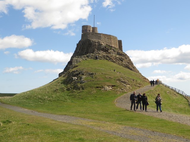 The path approaching Lindisfarne Castle on its rocky outcrop, Holy Island
