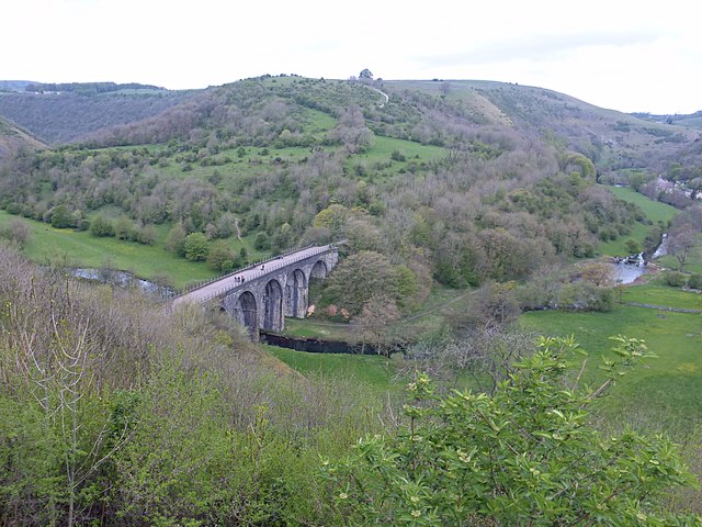 Headstone Viaduct crossing the River Wye in Monsal Dale, seen from Monsal Head